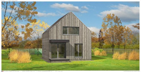 WOOD I. | Terasa je kryta přečnívající střechou domu a zároveň je částečně zapuštěna v nice.